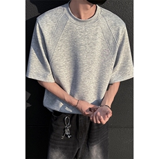 cleanfit灰色正肩短袖男夏季重磅美式t恤高级感痞帅凉感抗菌半袖，男装T恤，电商A022