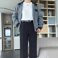 A727-P542024美式复古格纹翻领撞色夹克男女秋季新款潮牌，男装夹克，电商B323A