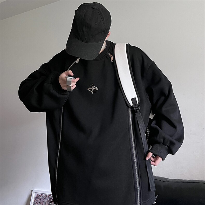 405A美式高街小众个性金属设计拉链圆领卫衣WY802-P68控88，男装卫衣，星座405A