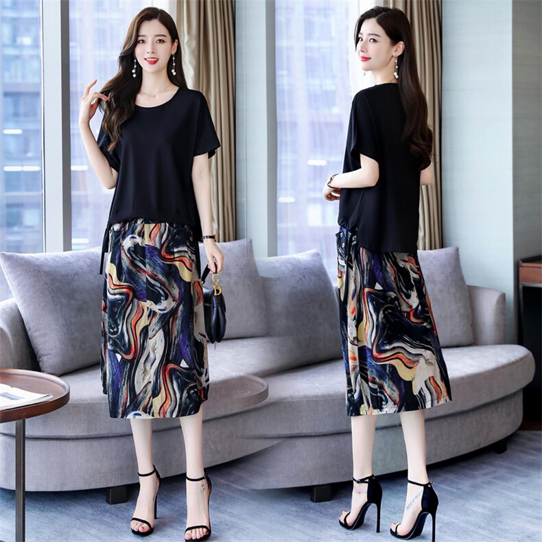 百搭宽松优雅通勤两件套休闲时尚套装/套裙气质，女装套装/套裙，灵力轩