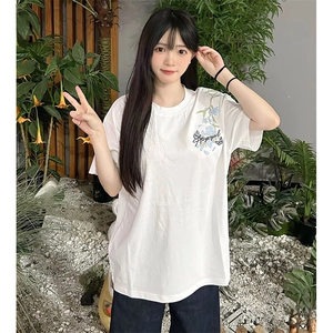 万针全刺绣解构设计260克重磅双纱纯棉高品质美式高街短袖T恤特35图片