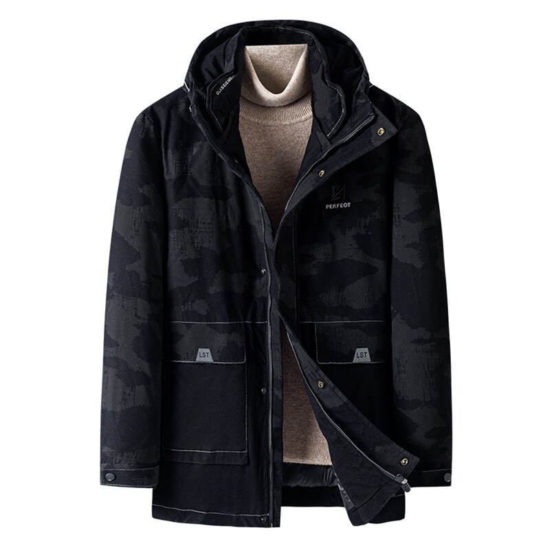 新款21冬季新款90%白鸭绒羽绒服男士休闲纯色连帽外套ZG2921-P270,男装羽绒服,电商B212（原钱塘6029）