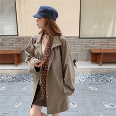 咖色复古格子风衣外套女2025秋季新款韩版小个子宽松显瘦休闲大衣，女装风衣，2C307