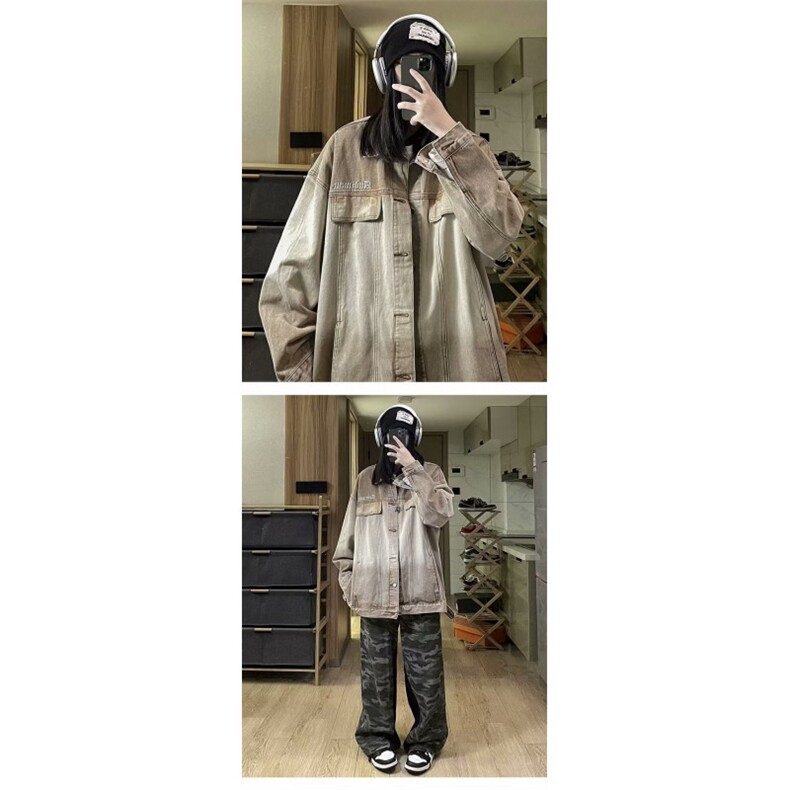 1506-1/JG88251/P66渐变牛仔外套男春秋季高街潮牌复古宽松潮夹克,男装工装外套,星座1506-1