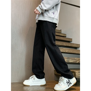 水洗牛仔裤男美式vibe高街裤子修身直筒长裤   A080-9601-P40控68图片