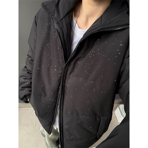 5W件现货冬季解构立领美式高街棉服厚外套男女夜光亮片满天星棉衣图片