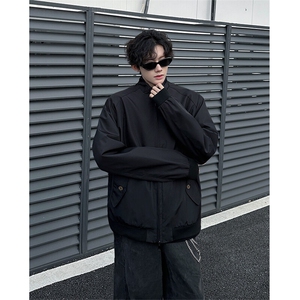 8XL-M美式复古棒球服外套男特大码潮牌双拉链立领夹克衫JK005P85图片