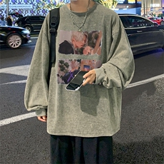 直播品质重磅纯棉美式蜡染水洗做旧潮牌宽松长袖t恤CT299特P38，男装T恤，电商A486