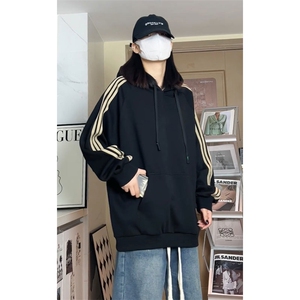 潮流休闲三条杠大码纯色休闲运动连帽卫衣内搭W4604-P50【特价】图片