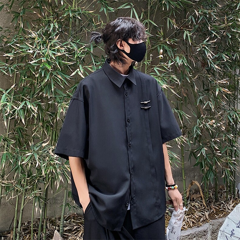 特批P35无差价夏季新中式风冰丝凉感薄款大码短袖外套男CD2250,男装衬衫,电商A001
