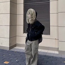 美式复古做旧座山雕加厚棉服男女宽松解构磨毛高级感毛领外套，男装棉衣，星座302B