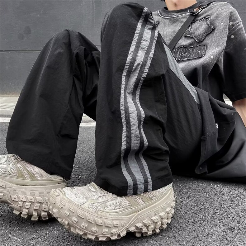 潮拼接撞色冲锋裤男夏季宽松户外速干工装裤休闲裤包边K2841,男装休闲裤,星座1116A-1（原606A）
