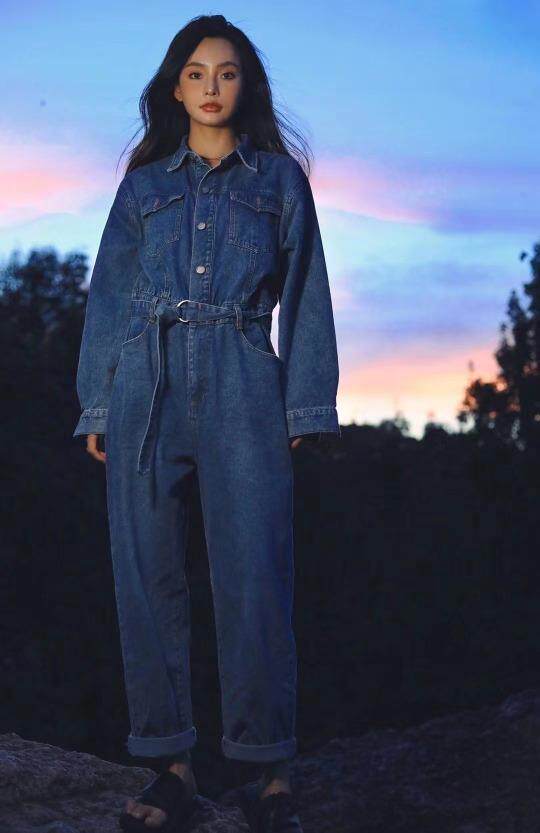 日系牛仔连体裤，女装连体裤，是爱 SHI AN