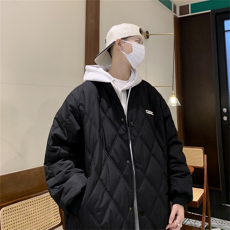 日系纯色立领加厚棉服冬季中性宽松保暖棉衣外套男 W8056-P83图片