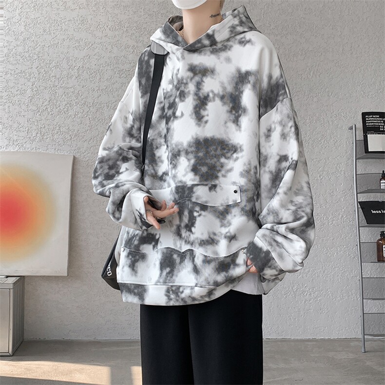 现货WY10085-特P50360g面料扎染高品质宽松连帽卫衣,男装卫衣,电商A059