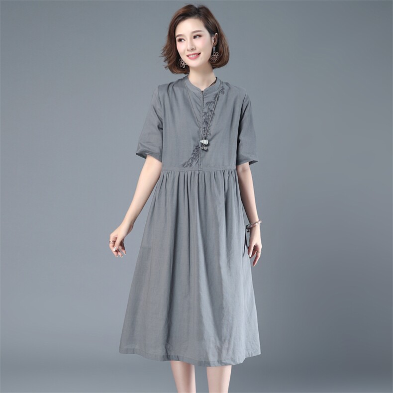 宽松柔软简约连衣裙2021年夏季自然舒适,女装连衣裙,奕阳依阁