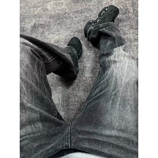 闪电纹牛仔裤男款百搭休闲风格vibe长裤RK3355-P45，男装牛仔裤，星座412-3