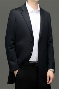 XL-N88090秋冬新款男士风衣翻领商务领导服男装纯色全山羊绒外套图片