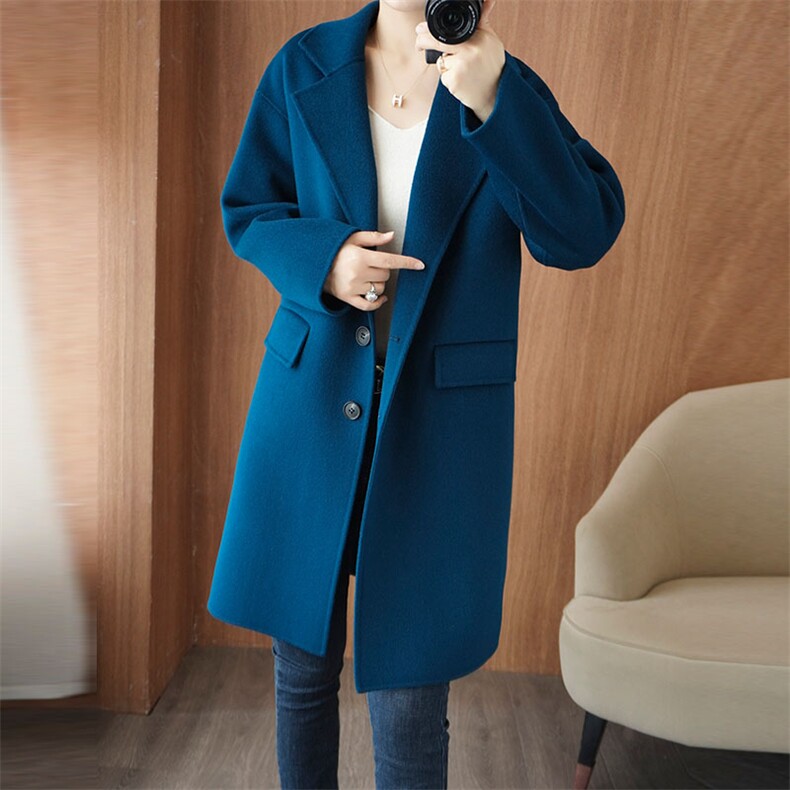 时尚显瘦长款羊毛大衣女秋冬季新款气质百搭外套，女装双面呢大衣，乾庄羊绒