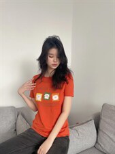 时尚印花迷你小猪休闲百搭短袖T恤，女装T恤，L·H·X