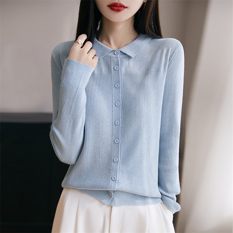 翻领毛衣外套女2025早春季新款洋气外搭毛衣针织开衫春秋披肩上衣,针织衫/毛衣,暖烁羊绒