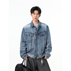 水洗牛仔外套男款春美式痞帅上衣服宽松休闲工装夹克JK1324-P80，男装工装外套，星座1103-3