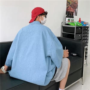 春夏季新款衬衫潮流慵懒男方领宽松型衬衫W1361P40图片
