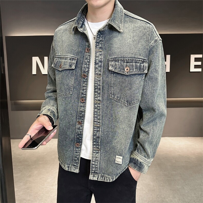 店主风2025春秋季新款牛仔夹克男品质衬衫式外套B317-JK812-P125,男装夹克,电商B317