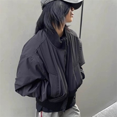 抖音得物美式潮休闲夹克春季立领纯色复古工装加厚棉服外套MF01，男装夹克，电商A443