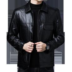 皮衣男装冬季2023新款男士商务休闲是中年男装加厚保暖翻领外套，男装皮衣，电商B212（原钱塘6029）