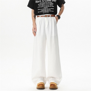 8XL-M 特大码亚麻阔腿裤男夏棉麻西装裤垂感冰丝裤K981P68图片