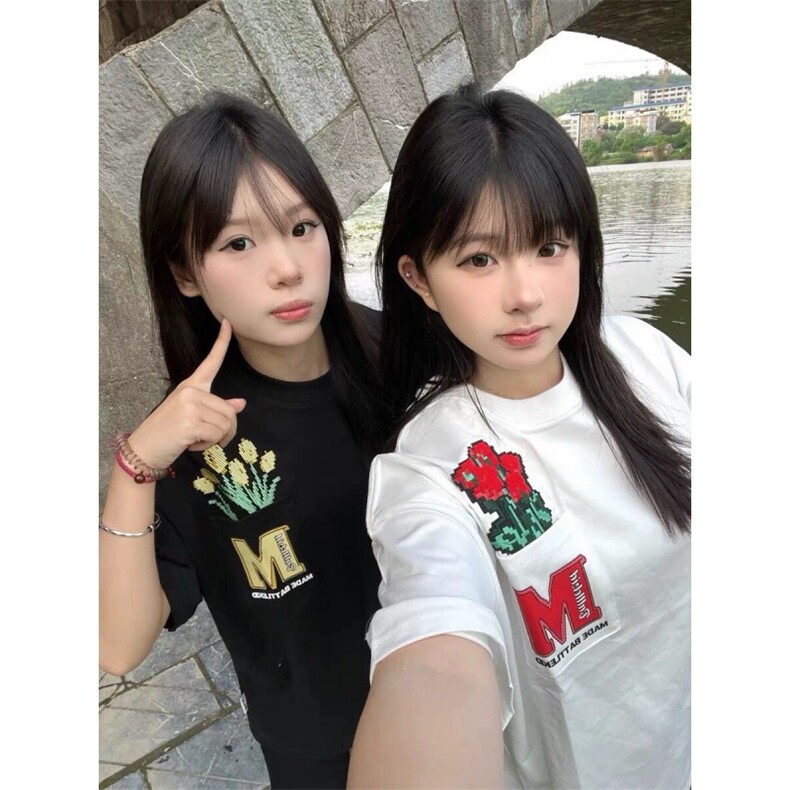 H0920-P35现货原版做法+刺绣订标230克休闲宽松短袖T恤男女同款，女装T恤，星座617A-2