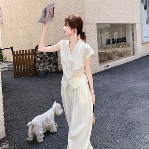 高级感老钱风一整套穿搭女2025夏季新款气质轻奢马甲阔腿裤两件套图片