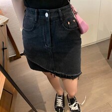不规则牛仔半裙，女装半身裙，XTZ style