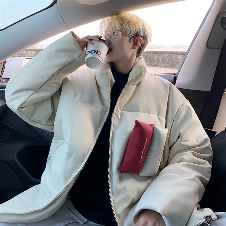 PU皮棉衣男冬季新款港风立领宽松休闲棉服学生面包服MF8603-P85，男装棉衣，星座214-3