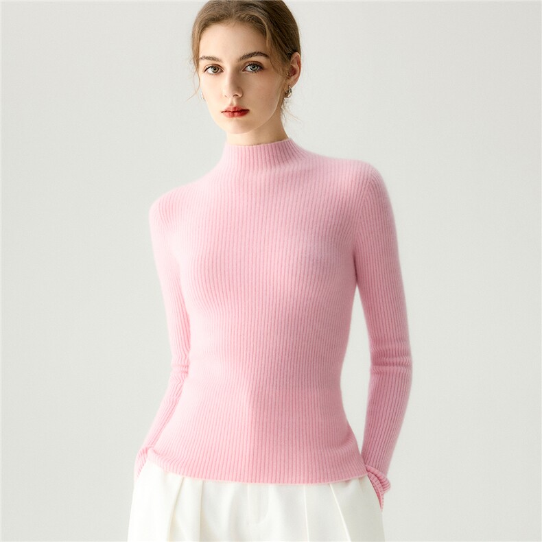 2025年秋季时尚百搭通勤简约休闲抽条半高，女装羊绒衫，戎禾素