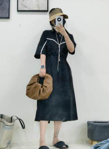 夏季新款麻料连衣裙韩版宽松气质连衣裙，女装连衣裙，咔咔昵