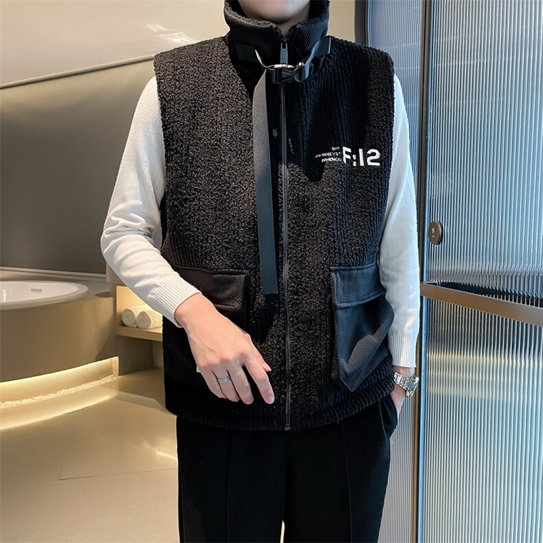 2024冬季加厚羊羔毛立领棉马甲背心外套男M501-p115控165,男装背心/马甲,电商D303