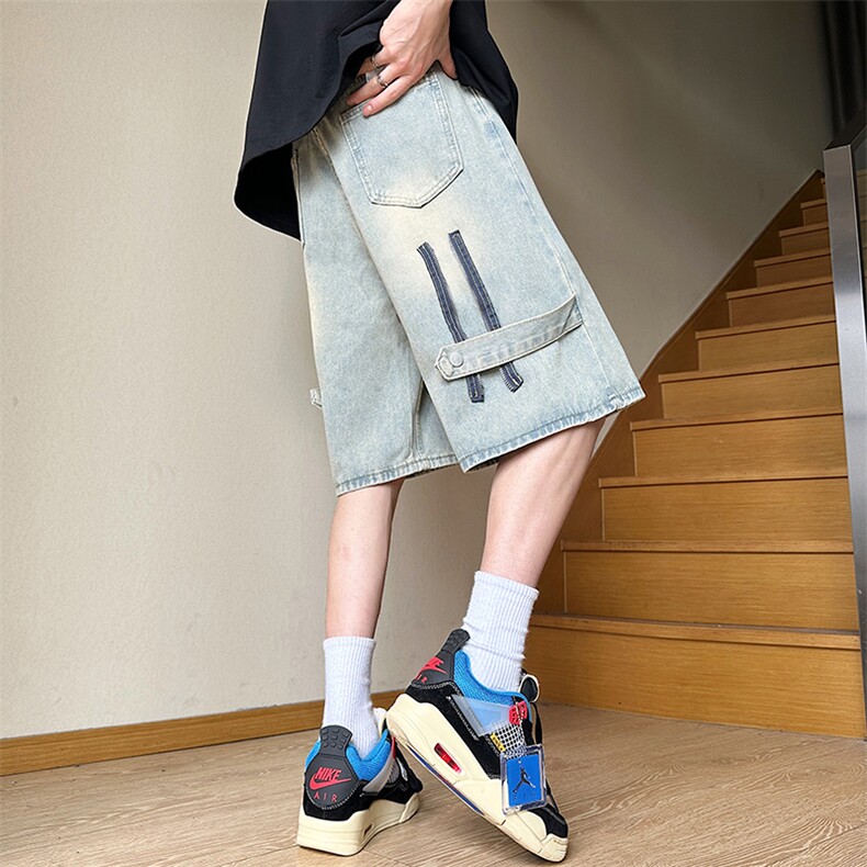 美式ins高街暗黑小众百搭拉链直筒牛仔裤短裤N02133-P43，男装牛仔裤，星座308B-2