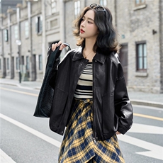 时尚翻领宽松pu皮衣外套女2025秋新款显瘦百搭休闲超好看夹克上衣，女装皮衣，英标秀（1C119）