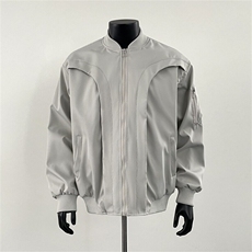 解构弧形飞行员夹克男款痞帅棒球服春秋季美式工装外套HY212-P68，男装夹克，星座1001-1