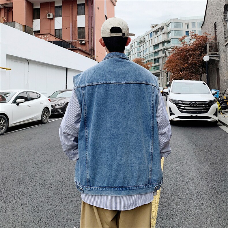 牛仔马甲男2025年秋季新款宽松无袖坎肩夹克港风外套MJ113-P55,男装夹克,星座1103-3