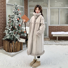 现货：冬装新款高级感加厚皮毛一体长款外套2C135-8965P295K458，女装皮草，2C135