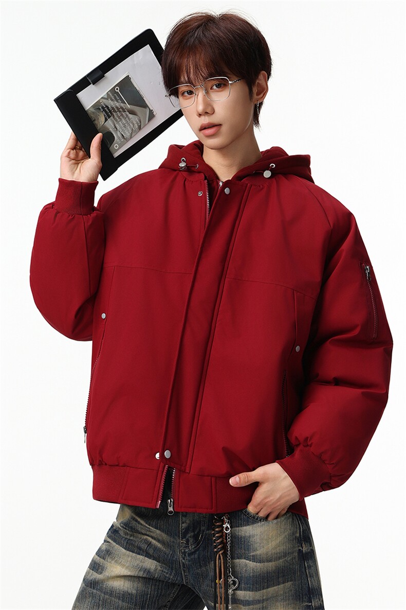 新款冬季大码羽绒棉服棉袄连帽假两件韩版宽松外套A436-2583-P95,男装棉衣,电商A436