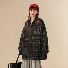 1中性风小香风长袖衬衫女大码中性情侣潮衬衫CCS8019P45加绒P55，男装衬衫，星座226-2