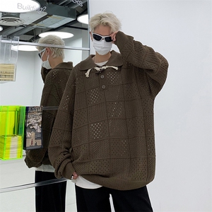 高品质秋款POLO领毛衣镂空休闲针织衫休闲打底外套M49 P55图片