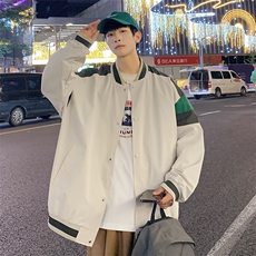 小牛津上衣夹克宽松落肩拼色棒球服外套XZ214-8JK700-P65，男装夹克，星座1204-3