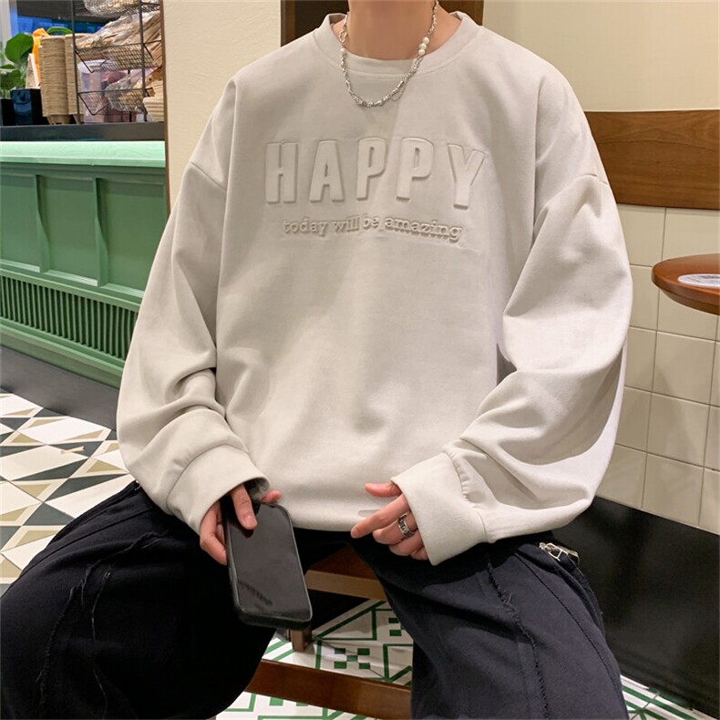 W9015/P35春装新款现货印花卫衣男长袖衬衣大码宽松上衣外套，男装卫衣，电商A141