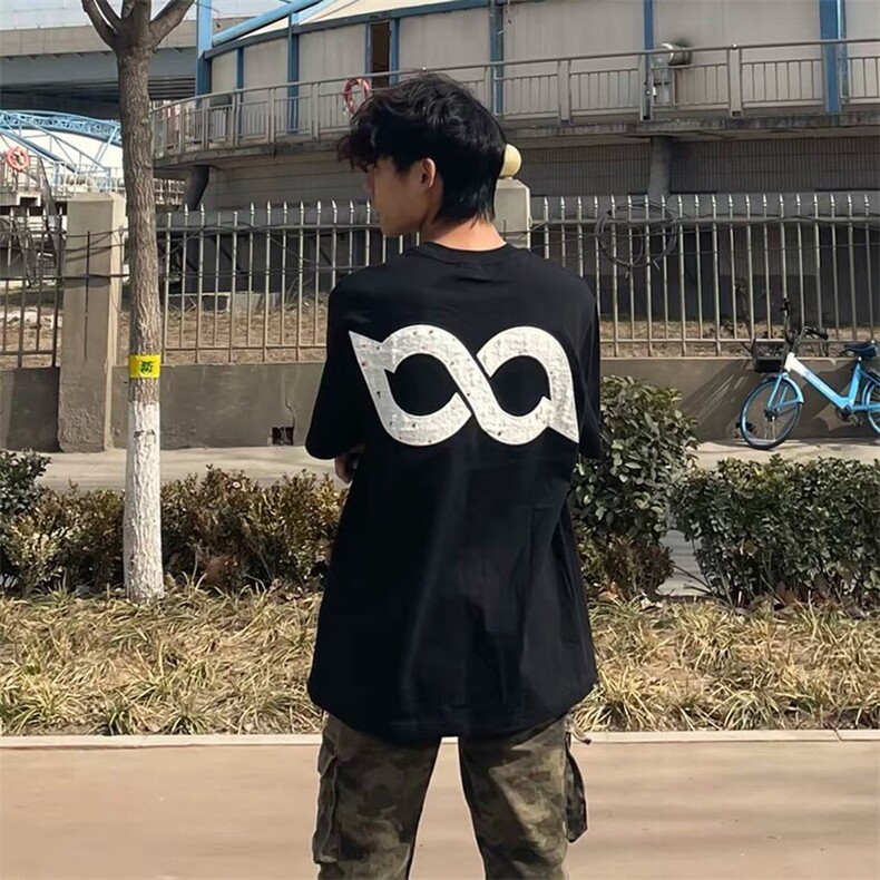 万针全刺绣工艺抖音得物高品质260克重磅纯棉双纱美式高街短袖T恤,男装T恤,电商A486-1