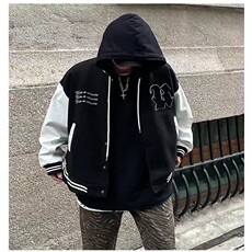 美式复古字母刺绣高街vibe风棒球服夹克男ins嘻哈hiphop情侣外套，男装夹克，星座218-8